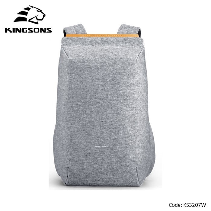 Kingsons, Simple Design Backpack Ks3207W, 15.6 Inch, Light Gray, Water-Resistant, Light Weight