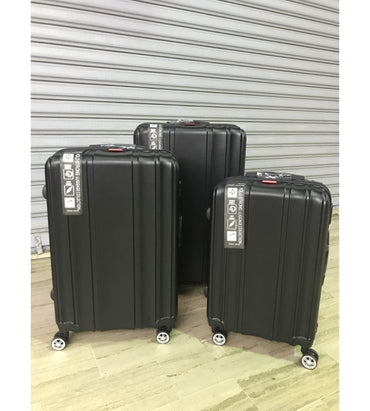 Basics, Expandable Travel Suitcase Bags Hardside 4 Wheels Luggage 3-Piece Set, Black