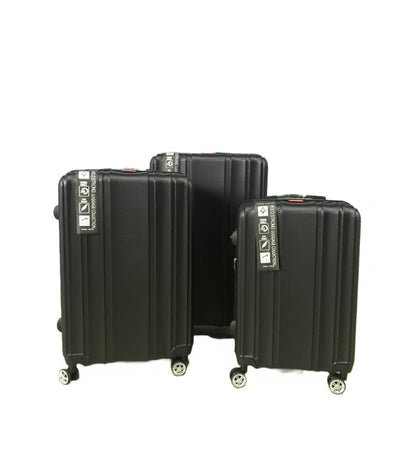 Basics, Expandable Travel Suitcase Bags Hardside 4 Wheels Luggage 3-Piece Set, Black