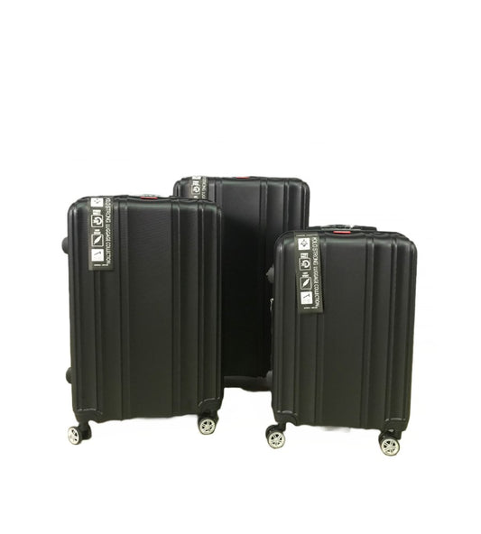 Basics, Expandable Travel Suitcase Bags Hardside 4 Wheels Luggage 3-Piece Set, Black