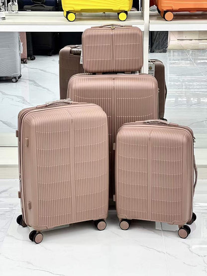 Basics, 4 Piece Polycarbonate Hardside Spinner Luggage Set, Tie Down Straps, 15', 20', 24' And 28' Black, Available in Different Colors