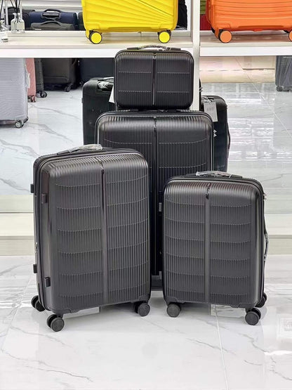 Basics, 4 Piece Polycarbonate Hardside Spinner Luggage Set, Tie Down Straps, 15', 20', 24' And 28' Black, Available in Different Colors