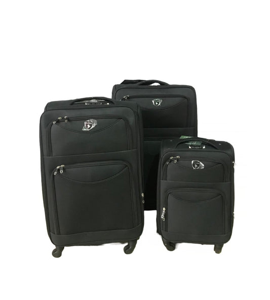 Basics, Expandable Travel Bags Soft Cover 4 Wheels Luggage 3-Piece Set, Black