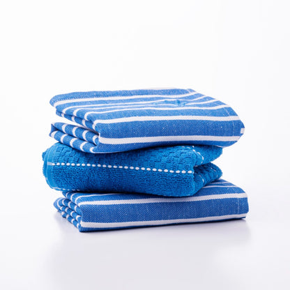 Benetton Home, Set 3Pcs Kitchen Towel & Napkin (Terry Towel + Napkin 50x70cm (X2)) 100& Cotton Blue Rainbow Be, BE-0856