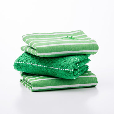 Benetton Home, Set 3Pcs Kitchen Towel & Napkin (Terry Towel + Napkin 50x70cm (X2)) 100% Cotton Green Rainbow Be, BE-0857