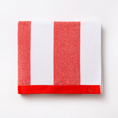 Benetton Home, Set 2Pcs Beach Towel (Towel 90x160cm+144TX Yarn Dyed Fabric Bag) 100% Cotton Rainbow Be, BE-0873-RD, Available in Different Colors