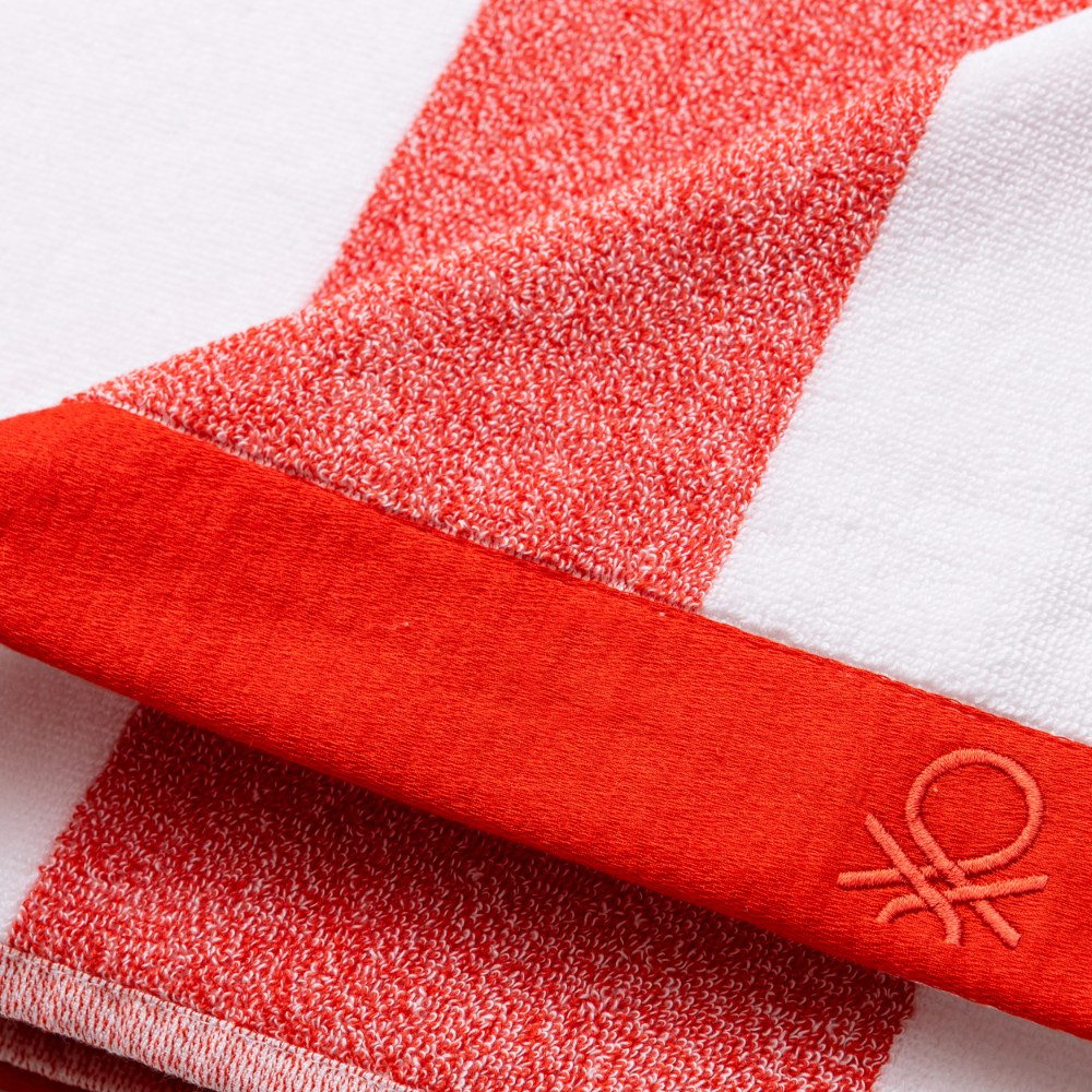 Benetton Home, Set 2Pcs Beach Towel (Towel 90x160cm+144TX Yarn Dyed Fabric Bag) 100% Cotton Rainbow Be, BE-0873-RD, Available in Different Colors