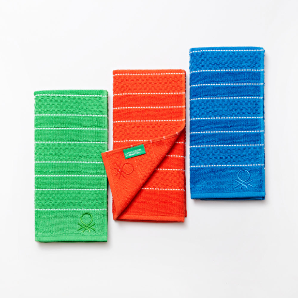 Benetton, Set 3Pcs Kitchen Towel 50x70cm 420Gsm [Blue], [Red], [Green], BE-2361