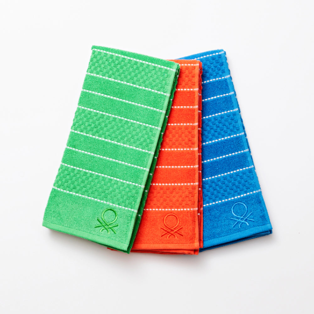 Benetton, Set 3Pcs Kitchen Towel 50x70cm 420Gsm [Blue], [Red], [Green], BE-2361