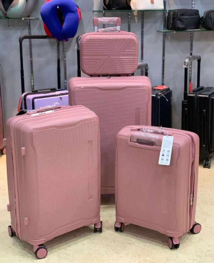 Beow, Hard Shell Luggage Sets With Spinner Wheels 4 Piece, Expandable Large Suitcases With Tsa Lock, Travel Large Suitcase Set, Black Luggage Set, Pink