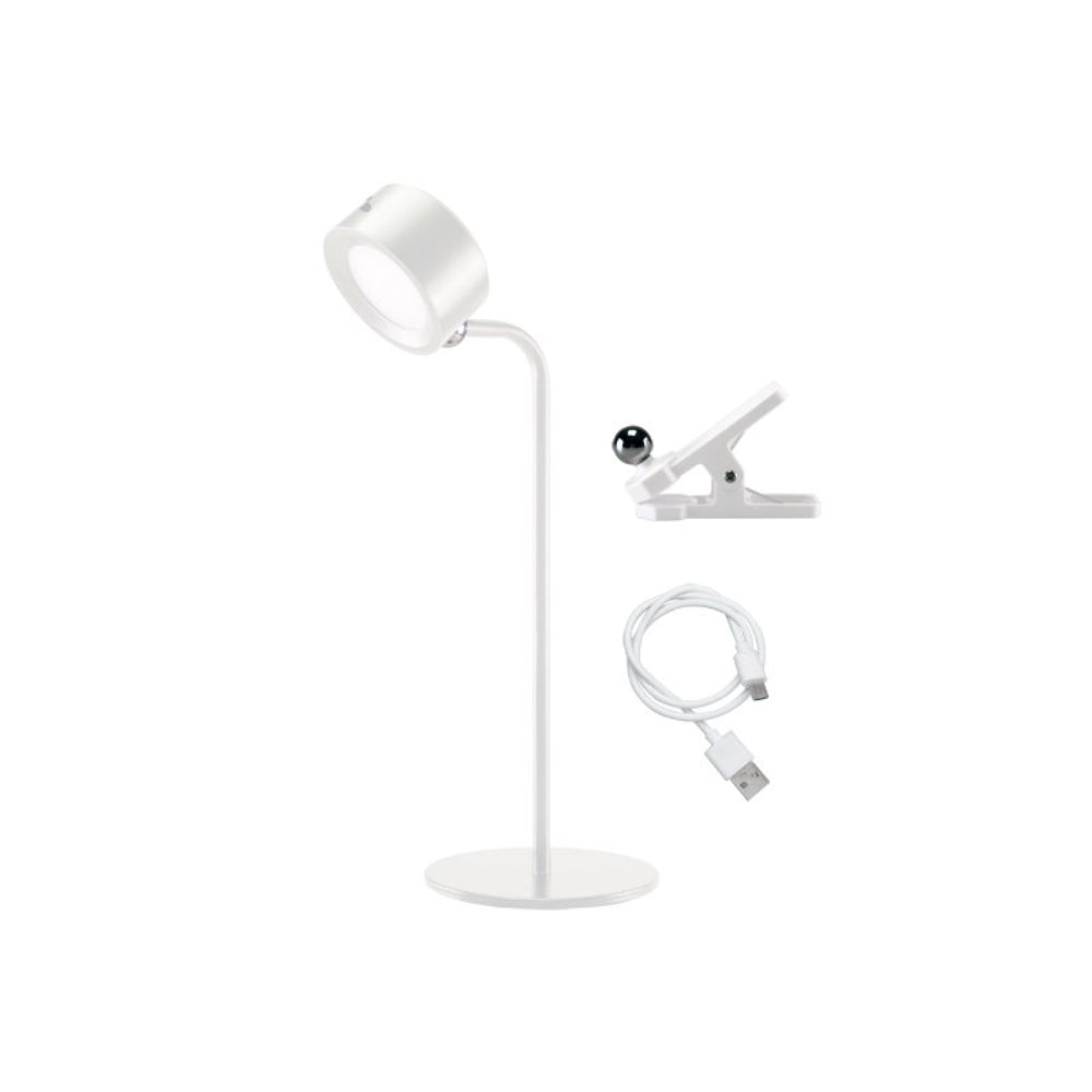 Beper Wireless Reading Lamp, 3 Applications, Table/Wall Lamp With Clip, 2.3W, Rechargeable With USB Type-C Cable, 3 Light Tones, White, BEP-P201UTP302