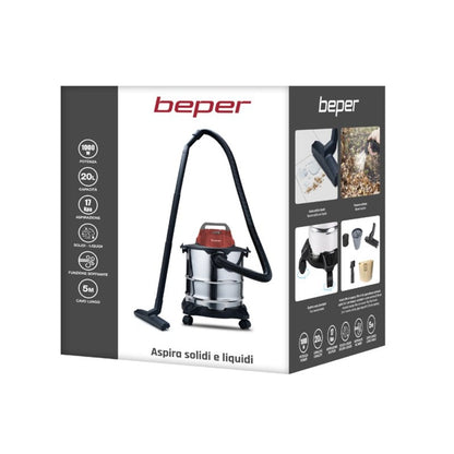 Beper, Wet & Dry Vacuum Cleaner, 2-In-1 Crevice Nozzle, 20L, 1000W