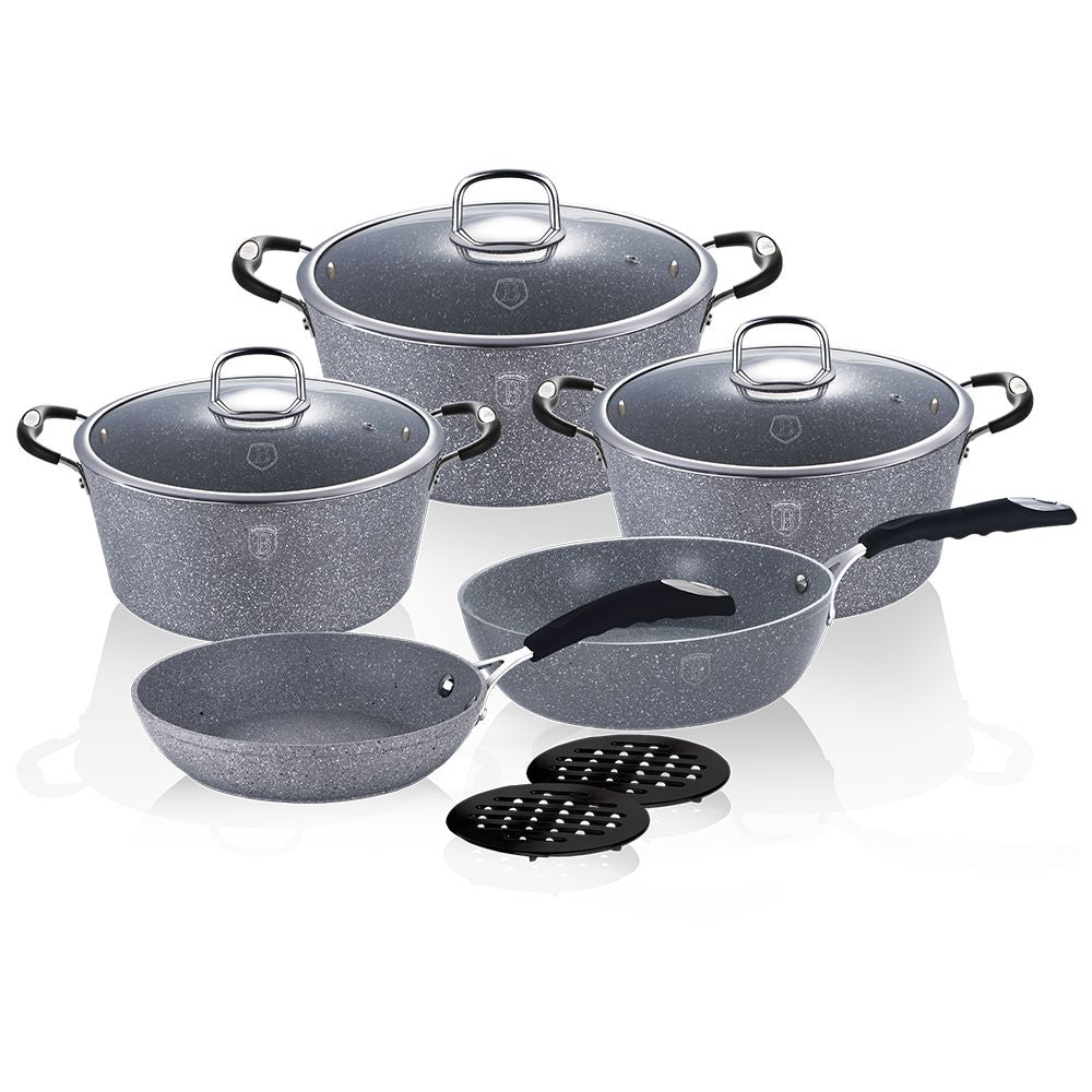 Berlinger Haus, 10 Pcs Cookware Set, Gray Stone Touch Line