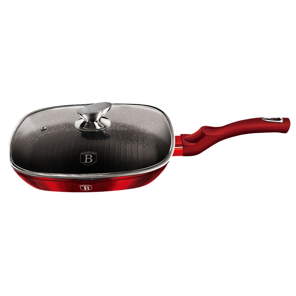 Berlinger Haus, Grill Pan With Lid, 28 Cm, Metallic Line Burgundy Edition
