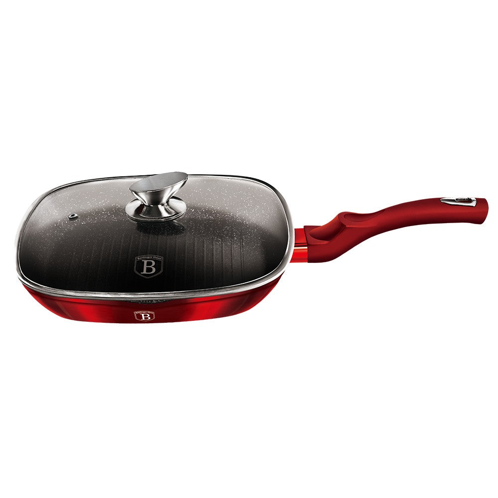 Berlinger Haus, Grill Pan With Lid, 28 Cm, Metallic Line Burgundy Edition