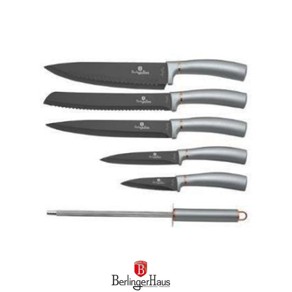 Berlinger Haus, 7 Pcs Knife Set With Stand, Moonligt Collection