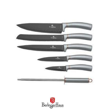 Berlinger Haus, 7 Pcs Knife Set With Stand, Moonligt Collection