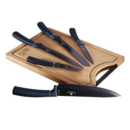 Berlinger Haus, 6 Pcs Knife Set With Bamboo Cutting Board, Metallic Line Aquamarine Edition