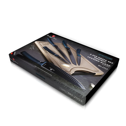Berlinger Haus, 6 Pcs Knife Set With Bamboo Cutting Board, Metallic Line Aquamarine Edition