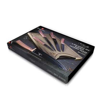Berlinger Haus, 6 Pcs Knife Set With Bamboo Cutting Board, I Rose Collection