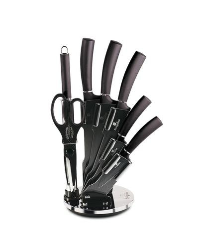 Berlinger Haus, 8 Pcs Knife Set With Acrylic Stand, Metallic Line Carbon Pro Edition