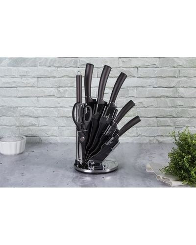 Berlinger Haus, 8 Pcs Knife Set With Acrylic Stand, Metallic Line Carbon Pro Edition