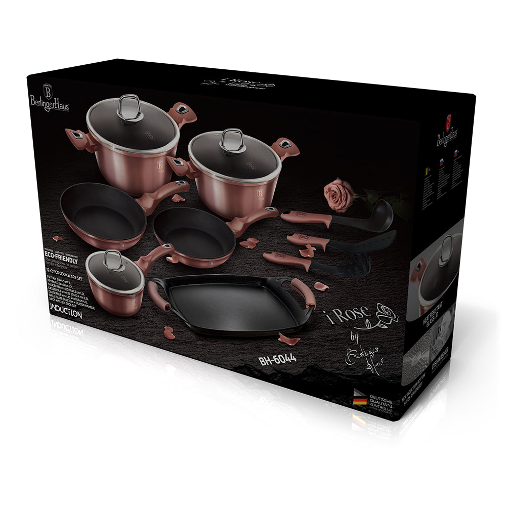 Berlinger Haus, 12+2 Pcs Cookware Set, I-Rose Edition