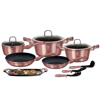 Berlinger Haus, 12+2 Pcs Cookware Set, I-Rose Edition