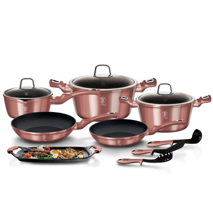 Berlinger Haus, 12+2 Pcs Cookware Set, I-Rose Edition