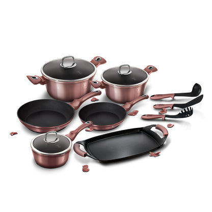 Berlinger Haus, 12+2 Pcs Cookware Set, I-Rose Edition