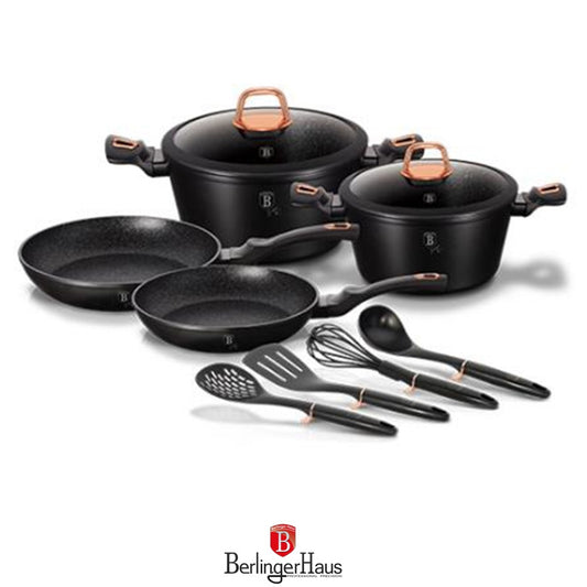Berlinger Haus, 10 Pcs Cookware Set, Black Rose Collection