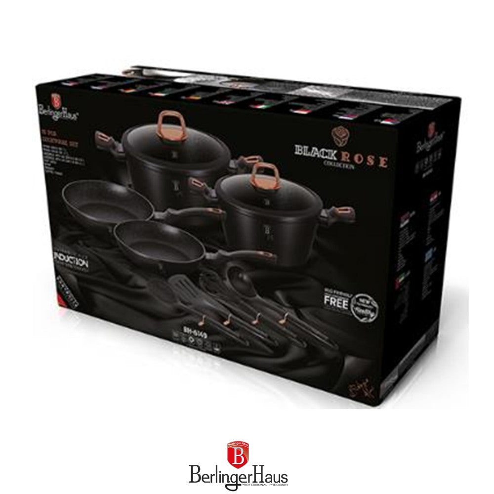 Berlinger Haus, 10 Pcs Cookware Set, Black Rose Collection