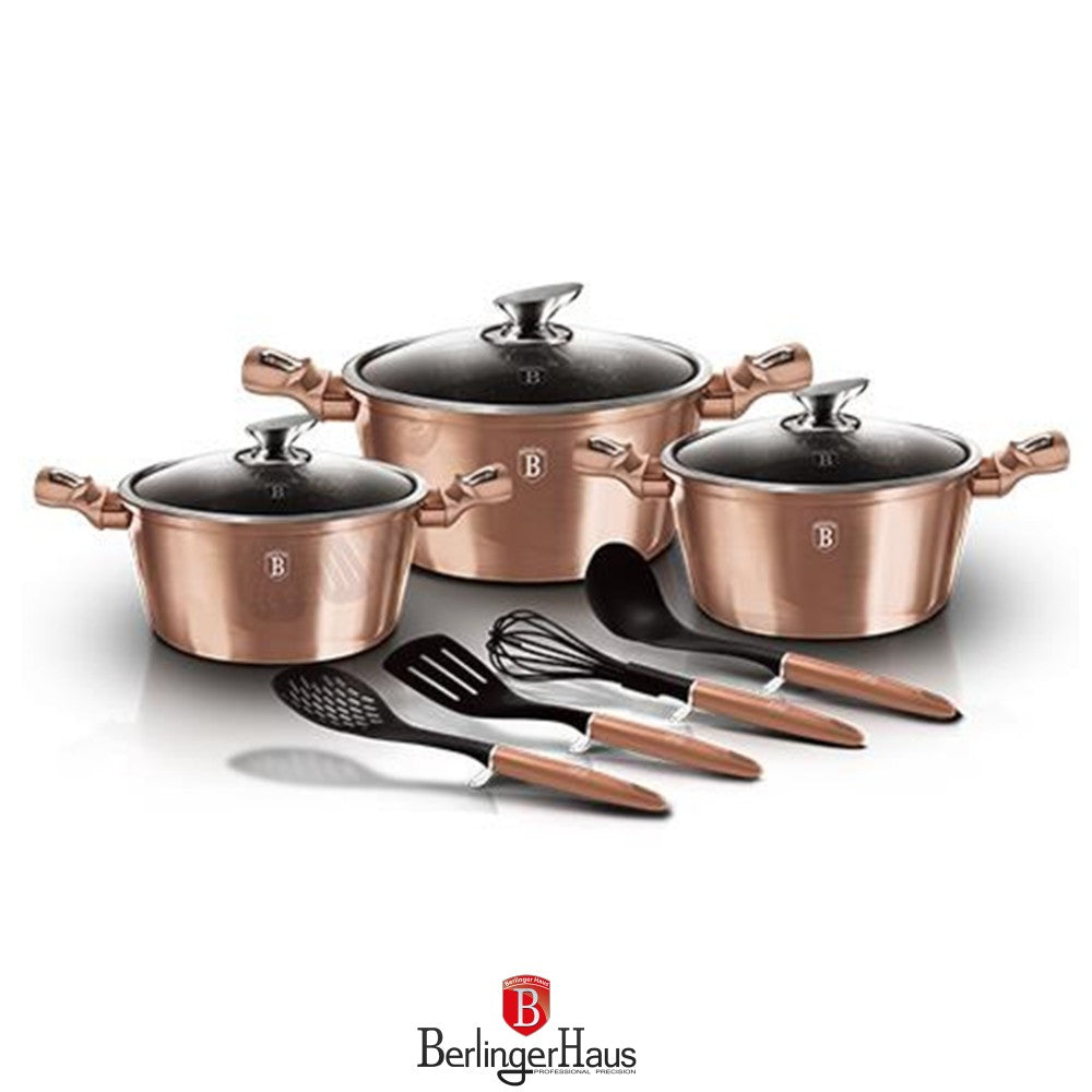 Berlinger Haus, 10 Pcs Cookware Set, Metallic Line Rosegold Edition