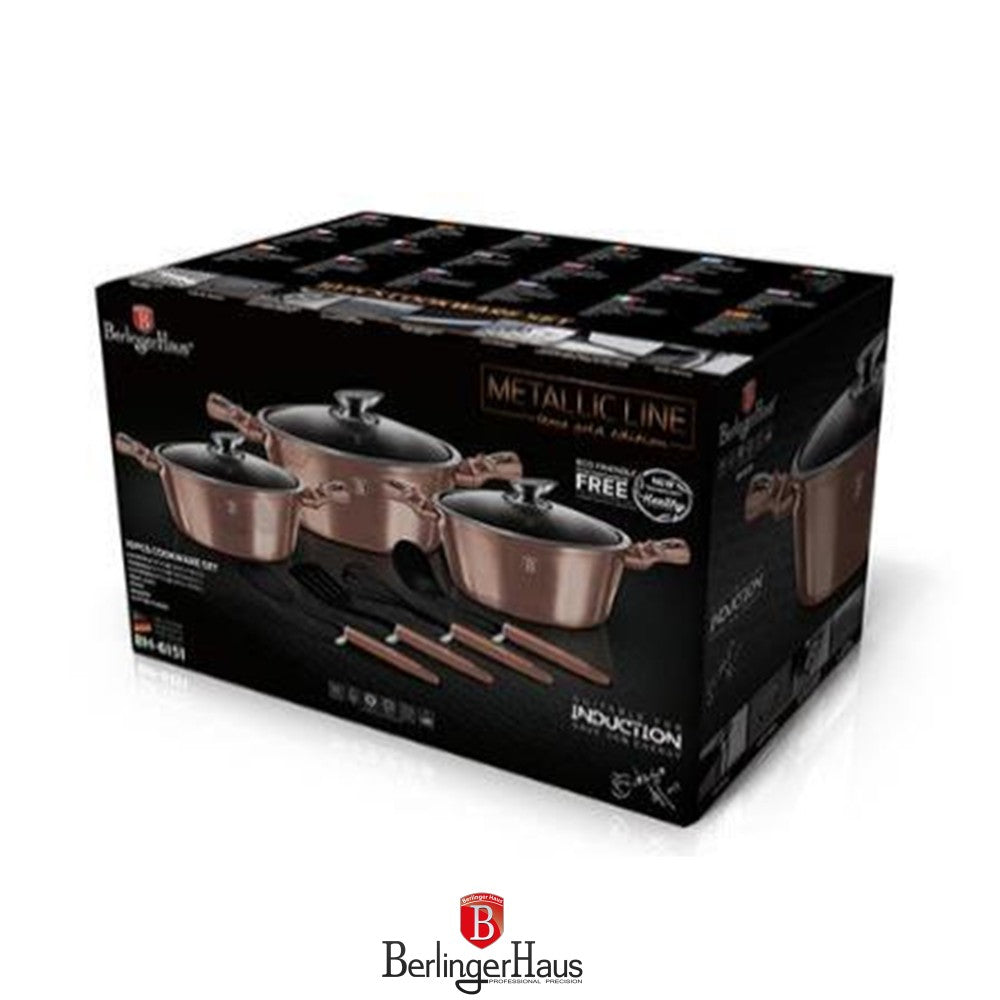 Berlinger Haus, 10 Pcs Cookware Set, Metallic Line Rosegold Edition