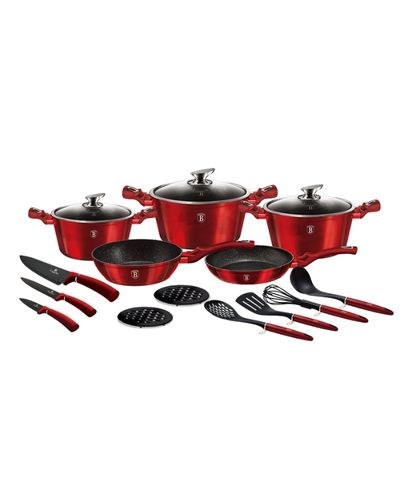 Berlinger Haus, 17 Pcs Cookware Set, Metallic Line Burgundy Edition