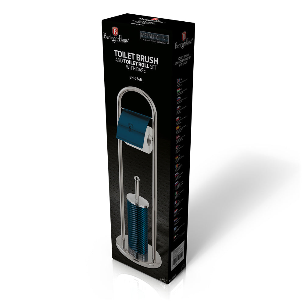Berlinger Haus, Toilet Brush Set, Metallic Line Aquamarine Edition