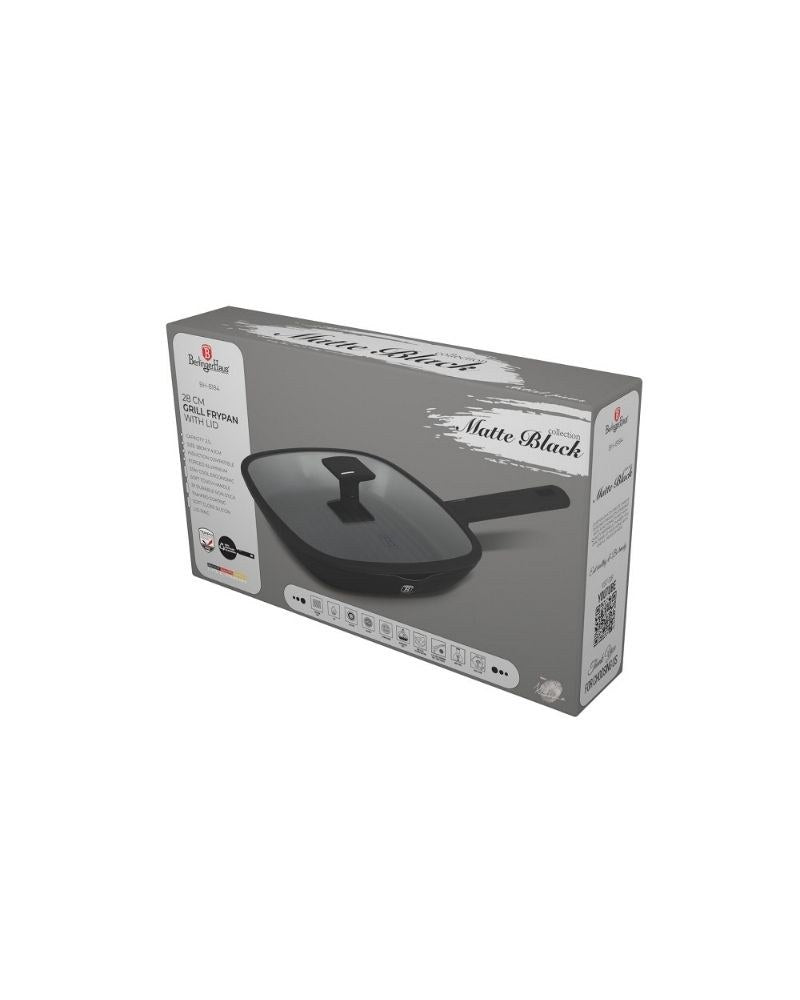 Berlinger Haus, Matte Black 28Cm Grill Pan With Lid B/6