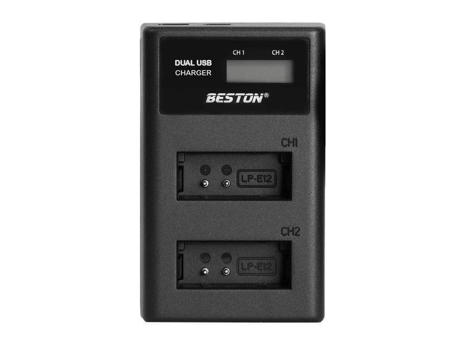 Beston 2 Slot Smart LCD Charger For Canon LP-E12