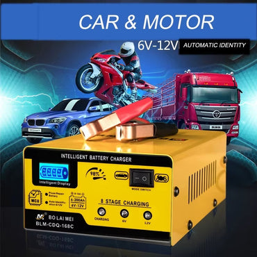 Battery Charger, Bolaimei Blm-168C, 12V 6V Portable Charger Agm Gel Lead Acid Battery Charger