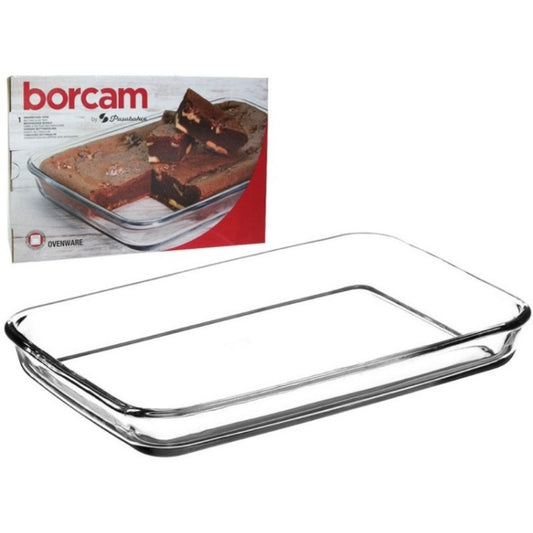 Borcam, Tempered Glass Rectangular Tray, 1900ml