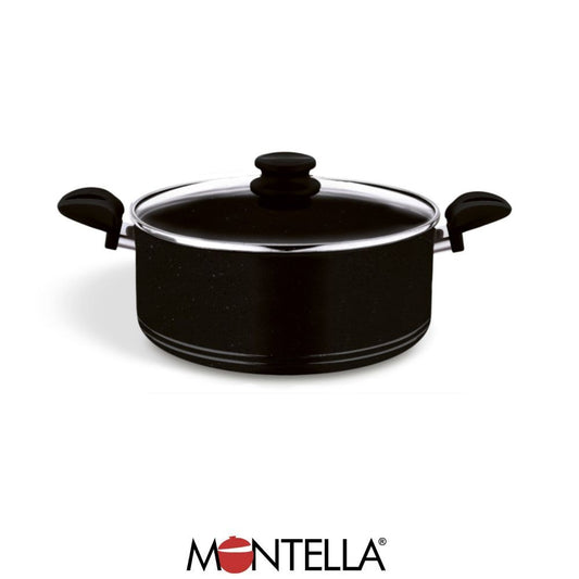 Montella, Vivo 24 Cm Granite Pot Black With Glass Cover, 2.5Mm