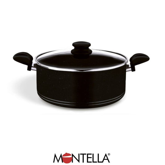 Montella, Vivo 26 Cm Granite Pot Black With Glass Cover, 2.5Mm