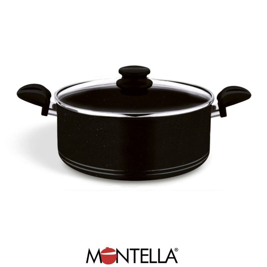 Montella, Vivo 28 Cm Granite Pot Black With Glass Cover, 2.5Mm