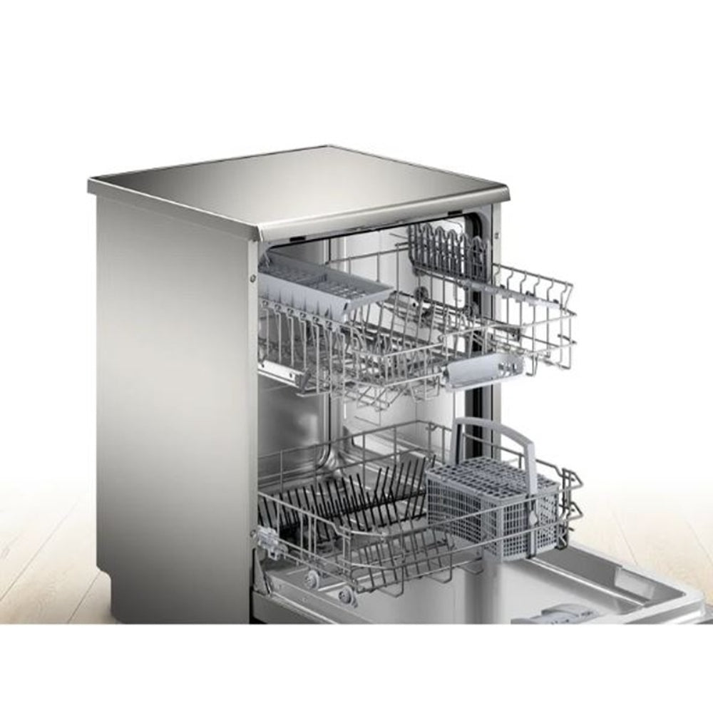 Bosch Freestanding Dishwasher 60cm [Series 2], Ultra Quiet, Adjustable Rack, Extra Drying - Made In Turkey [White-Inox], BOS-SMS26DI00T