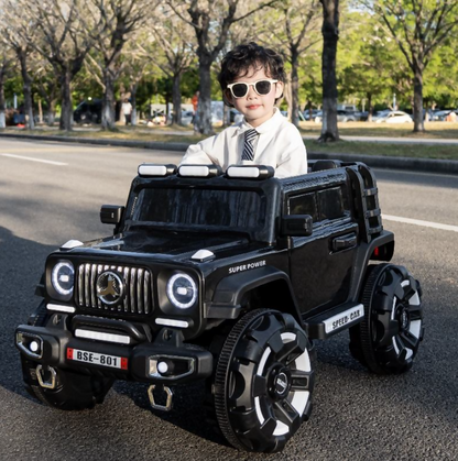 Kids Electric Ride-On Car – 12V Battery, 4 Motors, Leather Seat, LED Lights & Remote Control (Ages 3–8)