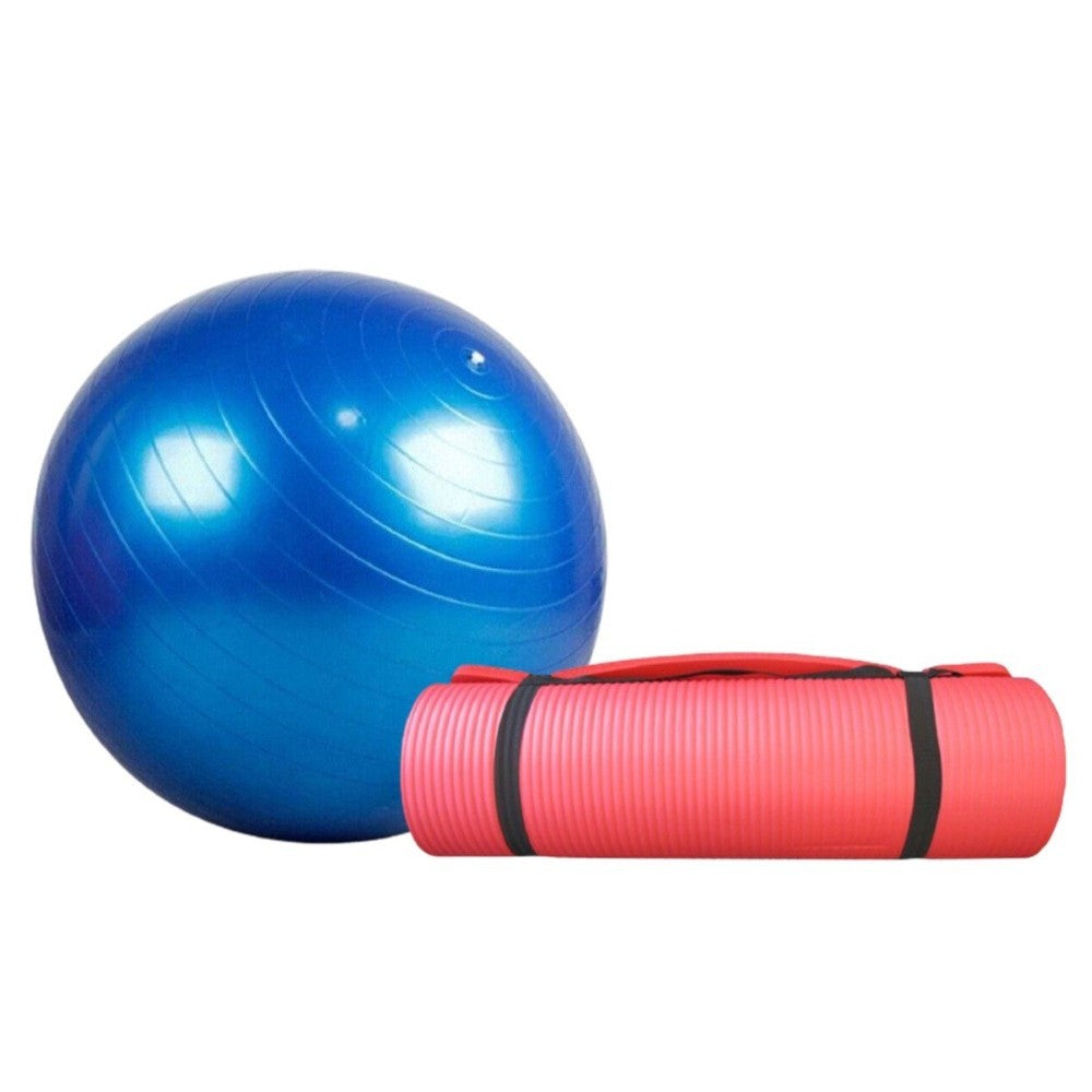 Sports Yours, Red Fitness Exercise Mat 1.5 cm & Blue Gym Ball