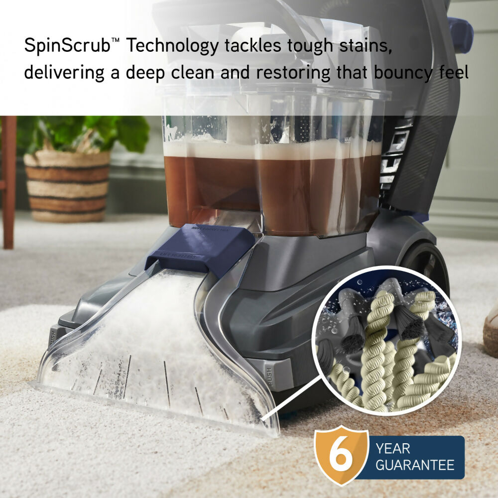 Vax SpinScrub Power Plus 1200W Upright Carpet-Deep Cleaner - 5 Rotating Brushes, 1H Fast Drying, XL Dual Tanks (4.5L-3L), and Antimicrobial Upholstery-Stair Tools, VAX-CDCWSSXA