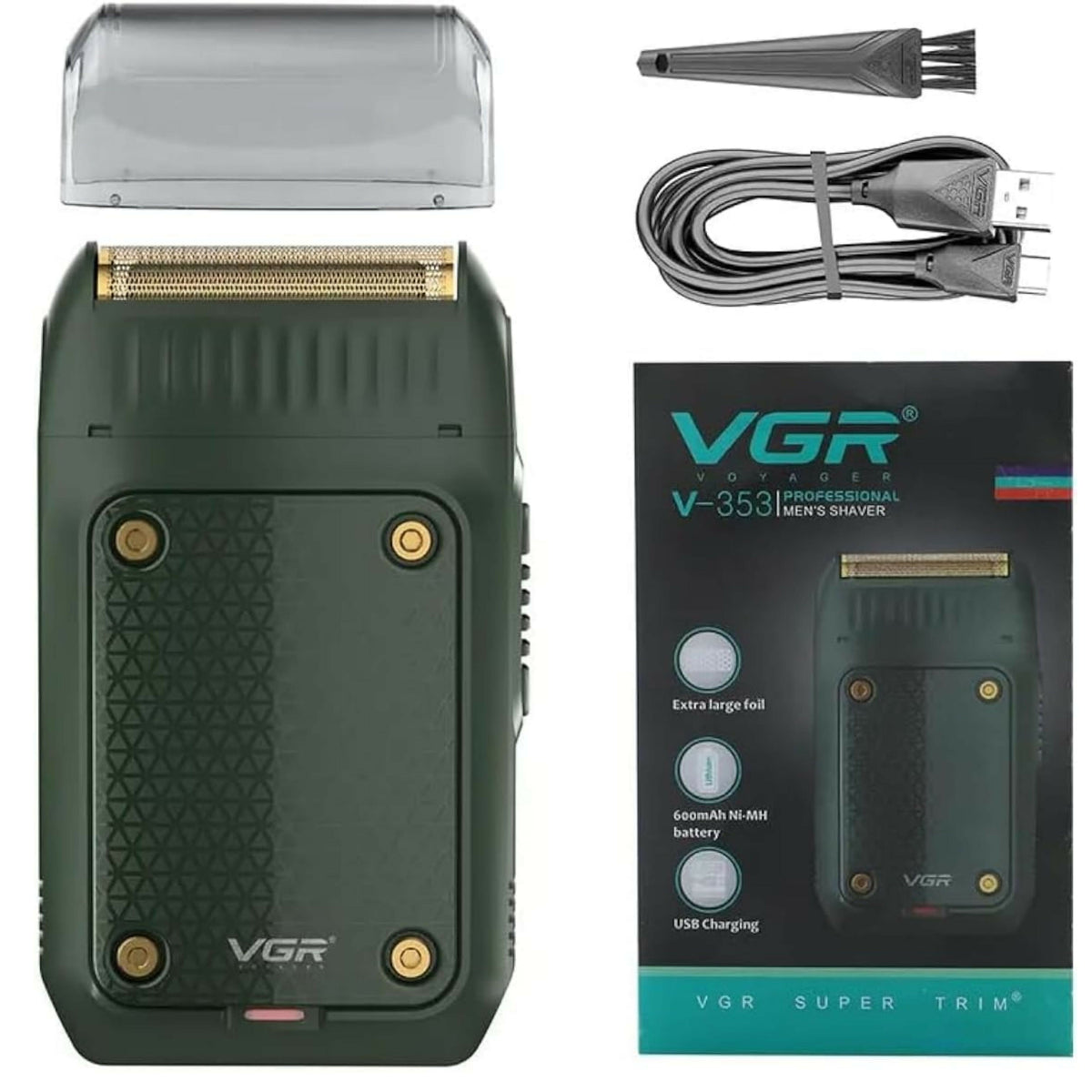 VGR V-353 Professional Ultra Thin Electric Shaver - Rechargeable Razor for Face Care, Beard Trimmer With Reciprocating Blade, USB Travel Shaver for Men
