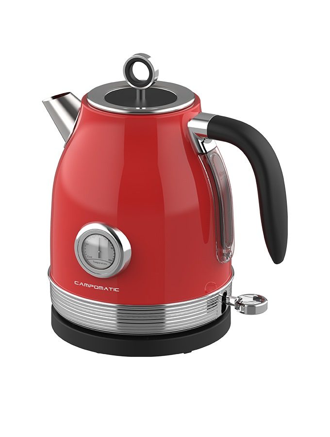 Campomatic, Retro Vintage Kettle, Red & Chrome Metal Body