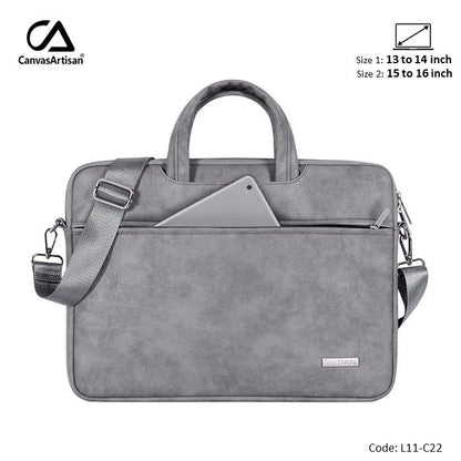 Canvasartisan, Business Laptop Bag L11-C22 Gray, High Qaulity Leather, Available in Different Sizes